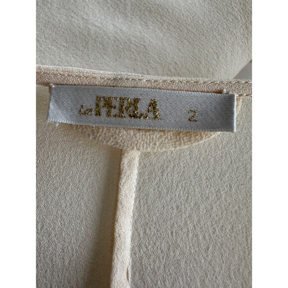 La Perla 100% Silk GEORGETTE Size 2 Long Ivory Dressing Robe Italy VINTAGE 90’s - Picture 13 of 16